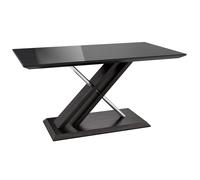 xenia black glass dining table in grey walnut