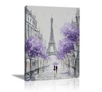 XENIOU Black And White Pictures Paris street scene painting in the rain Canvas Wall Art, artwork for Bedroom Living Room Bathroom Office Home Decoration(black and white)-80x120cm Framed