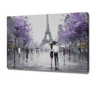 XENIOU Black And White Pictures Paris street scene painting in the rain prints for walls, decorative paintings for Living Room Bedroom Home Decoration(black and white)-40x60cm Framed