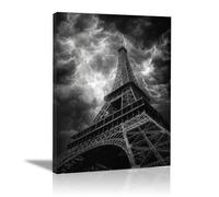 XENIOU Black And White Prints The Tower in Paris looks up at the painting prints for walls, decorative paintings for Living Room Bedroom Home Decoration(black and white)-60x90cm Framed