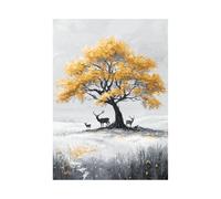 XENIOU Black Grey And White Wall Art Deer painting under the tree prints for walls, decorative paintings for Living Room Bedroom Home Decoration(black and white)-70x100cm Unframed
