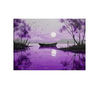 XENIOU Black White Canvas Print Painting of a small boats by the river Canvas Wall Art, artwork for Bedroom Living Room Bathroom Office Home Decoration(black and white)-20x30cm Unframed