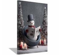 XENIOU Canvas decoration for Christmas Cozy snowsman Read canvas print, for Living Room Bedroom Bathroom Home Office Wall Decoration.(Multicolor)-70x100cm Framed