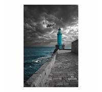 XENIOU Canvas Wall Art Blue Lighthouse black sea of clouds artwork, wall decoration Living Room Bedroom Hallway Stairs Decoration(Multicolor)-60x90cm Unframed