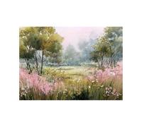 XENIOU Canvas Wall Art Flowers in the forest pictures, print canvas poster decor for living room, bathroom canvas art, for Bedroom Home Decoration.(powder)-60x90cm Unframed