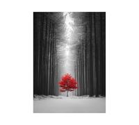 XENIOU Canvas Wall Art Red leaf trees in the forest artwork, wall decoration Living Room Bedroom Hallway Stairs Decoration(red)-80x120cm Unframed