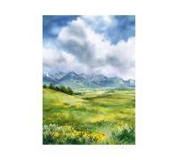 XENIOU Canvas Wall Art Scenery of the steppe mountains artwork, wall decoration Living Room Bedroom Hallway Stairs Decoration(green)-20x30cm Unframed