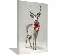 XENIOU Christmas themed artwork Babies Deer bells bows Canvas wall art, for Living Room Bedroom Home Wall Decoration(Multicolor)-40x60cm Framed