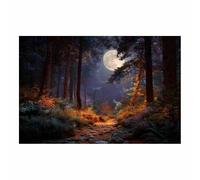 XENIOU classic halloween decor Moonlit Forests Path in Autumn prints for walls, canvas wall art for Living Room Bedroom Bathroom Home Office Wall Decoration(black)-60x90cm Unframed
