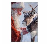 XENIOU Family Christmas canvas prints Santa Reindeer Painting Canvas wall art, for Living Room Bedroom Restaurant Home Office Wall Decoration(Multicolor)-80x120cm Unframed