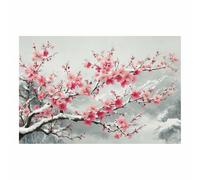 XENIOU Flowers Wall Canvas The red plum after the snows Canvas wall art, for Bedroom Bathroom Living Room Home Wall Decor(powder)-60x90cm Unframed
