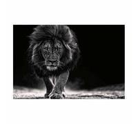 XENIOU Grey Canvas Wall Art Monochrome Lions walking powerful Canvas Wall Art, artwork for Bedroom Living Room Bathroom Office Home Decoration(Multicolor)-80x120cm Unframed