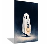 XENIOU halloween artwork Ghosts Holding Lantern prints for walls, decorative paintings for Living Room Bedroom Home Decoration(white)-60x90cm Framed