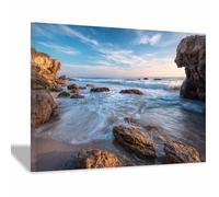 XENIOU Landscape Canvas Wall Art crag beachside Waves modern canvas wall art, decorative paintings, canvas painting wall art for Home Decor.(Multicolor)-80x120cm Framed