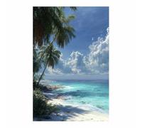 XENIOU landscape poster Coconut groves and blue seas and crag shores modern canvas wall art, decorative paintings, canvas painting wall art for Home Decor.(Multicolor)-40x60cm Unframed