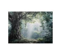 XENIOU Landscape Poster Illuminate the forest landscape pictures, print canvas poster decor for living room, bathroom canvas art, for Bedroom Home Decoration.(green)-20x30cm Unframed