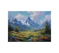 XENIOU Landscape Poster Snow mountains and forest streams pictures, print canvas poster decor for living room, bathroom canvas art, for Bedroom Home Decoration.(green)-60x90cm Unframed