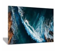 XENIOU Landscape Wall Art crag shore and Waves pictures, print canvas poster decor for living room, bathroom Bedroom Home Decoration.(Multicolor)-20x30cm Framed