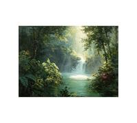 XENIOU Landscape Wall Art Painting of a stream in the forest modern canvas wall art, decorative paintings, canvas painting wall art for Home Decor.(green)-60x90cm Unframed