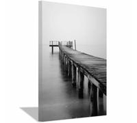 XENIOU Landscape Wall Art The quiet wooden plank road is the sea pictures, print canvas poster decor for living room, bathroom Bedroom Home Decoration.(Multicolor)-60x90cm Framed
