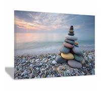 XENIOU Landscape Wall Art The sunset is the crag beachside artwork, wall decoration Living Room Bedroom Hallway Stairs Decoration(Multicolor)-20x30cm Framed