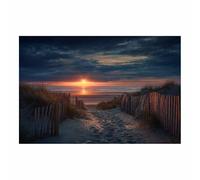 XENIOU Landscape Wall Art The sunset sand along the Coasts pictures, print canvas poster decor for living room, bathroom Bedroom Home Decoration.(Multicolor)-80x120cm Unframed