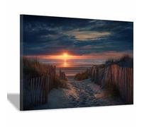 XENIOU Landscape Wall Art The sunset sand along the Coasts pictures, print canvas poster decor for living room, bathroom Bedroom Home Decoration.(Multicolor)-80x120cm Framed