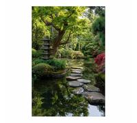 XENIOU Landscape Wall Art Zen Garden Path artwork, wall decoration Living Room Bedroom Hallway Stairs Decoration(Multicolor)-70x100cm Unframed