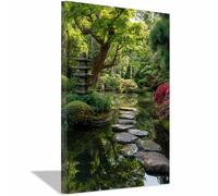 XENIOU Landscape Wall Art Zen Garden Path artwork, wall decoration Living Room Bedroom Hallway Stairs Decoration(Multicolor)-60x90cm Framed