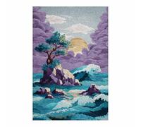 XENIOU Landscape Wall Pictures The Waves are lonely and the sunset is set modern canvas wall art, decorative paintings, canvas painting wall art for Home Decor.(Multicolor)-70x100cm Unframed