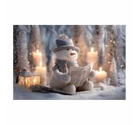 XENIOU Modern holiday canvas Cozy snowsman Christma artwork, wall decoration Living Room Bedroom Hallway Stairs Decoration(Multicolor)-70x100cm Unframed