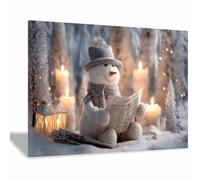 XENIOU Modern holiday canvas Cozy snowsman Christma artwork, wall decoration Living Room Bedroom Hallway Stairs Decoration(Multicolor)-60x90cm Framed