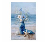 XENIOU Nature Wall Art beachside blue vase florist pictures, print canvas poster decor for living room, bathroom Bedroom Home Decoration.(Multicolor)-40x60cm Unframed