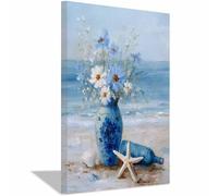 XENIOU Nature Wall Art beachside blue vase florist pictures, print canvas poster decor for living room, bathroom Bedroom Home Decoration.(Multicolor)-40x60cm Framed