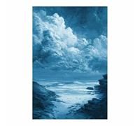 XENIOU Nature Wall Art Blues Sea of Clouds Coasts pictures, print canvas poster decor for living room, bathroom Bedroom Home Decoration.(Multicolor)-80x120cm Unframed