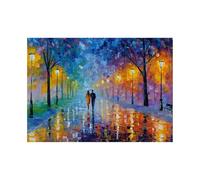 XENIOU Nature Wall Art Painting of a person walking on the street pictures, print canvas poster decor for living room, bathroom canvas art, for Bedroom Home Decoration.(blue)-20x30cm Unframed