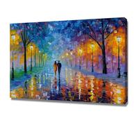 XENIOU Nature Wall Art Painting of a person walking on the street pictures, print canvas poster decor for living room, bathroom canvas art, for Bedroom Home Decoration.(blue)-60x90cm Framed