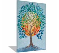 XENIOU Tree Canvas Wall Art Watercolor four seasons tree canvas painting wall art, Living Room Bedroom Hallway Stairs Decoration.(Multicolor)-60x90cm Framed