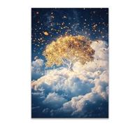 XENIOU Tree of life wall art, Abstract tree landscape painting wall canvas For Farmhouse, Office, Gallery, Kitchen. - 40x60cm Unframed(white)