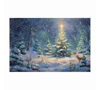 XENIOU Vintage Christmas wall art Starlight fawn in the forests canvas pictures for wall, for Bedroom Kitchen Living Room Home Decor.(Multicolor)-40x60cm Unframed