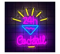 XENITE Hanging Art Neon Signs 24h Cocktails Neon Sign Light Dimmable for Home Bar Party Pub Night Club Man Cave Bistro Wall Decor 34cmx38.5cm