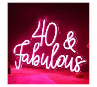 XENITE Hanging Art Neon Signs 40 & Fabulous Neon Sign Forty Years Old Light Sign for Bedroom Women Men Happy 40th Birthday Party Wall Decor 36.5cmx32cm(C)