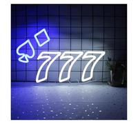 XENITE Hanging Art Neon Signs 777 Neon Sign USB Powered Number Seven Neon Signs for Bedroom Game Room Birthday Party Wall Decor 42x26cm(B)