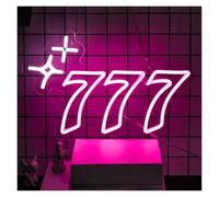 XENITE Hanging Art Neon Signs 777 Neon Sign USB Powered Number Seven Neon Signs for Bedroom Game Room Birthday Party Wall Decor 42x26cm(A)