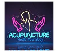 XENITE Hanging Art Neon Signs Acupuncture Neon Sign USB Dimmab LED Lights for Body Relax Massage Room Physical Therapy Spa Wellness Center Decor Business 11.8x15.1in