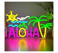 XENITE Hanging Art Neon Signs Aloha Neon Sign Palm Tree LED Light Dimmable for Bar Club Man Cave Bedroom Hotel Shop Beach Birthday Party Wall Decor 39cmx23.5cm