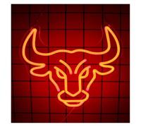 XENITE Hanging Art Neon Signs Animal LED Neon Sign Lamp Bull Head Wall Night Light for Room Party Shop Festival Decor Gym Show Room 30.5cm×33cm
