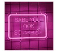 XENITE Hanging Art Neon Signs Babe You Look So Cool Neon Sign for Wall Decor LED Light USB Powered for Party Bar Aesthetic Room Birthday Home Illuminated 30cm×20cm