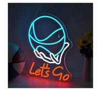 XENITE Hanging Art Neon Signs Basketball Let's Go Neon Lights for Gym Bedroom Sports Man Cave Game Room Decor Aesthetics Draw Birthday 28x37.8cm