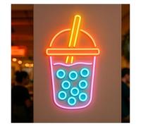 XENITE Hanging Art Neon Signs Bubble Milk Tea Neon Sign, USB/Power Supplied, for Coffee Shop Decor 55cm/21.65in